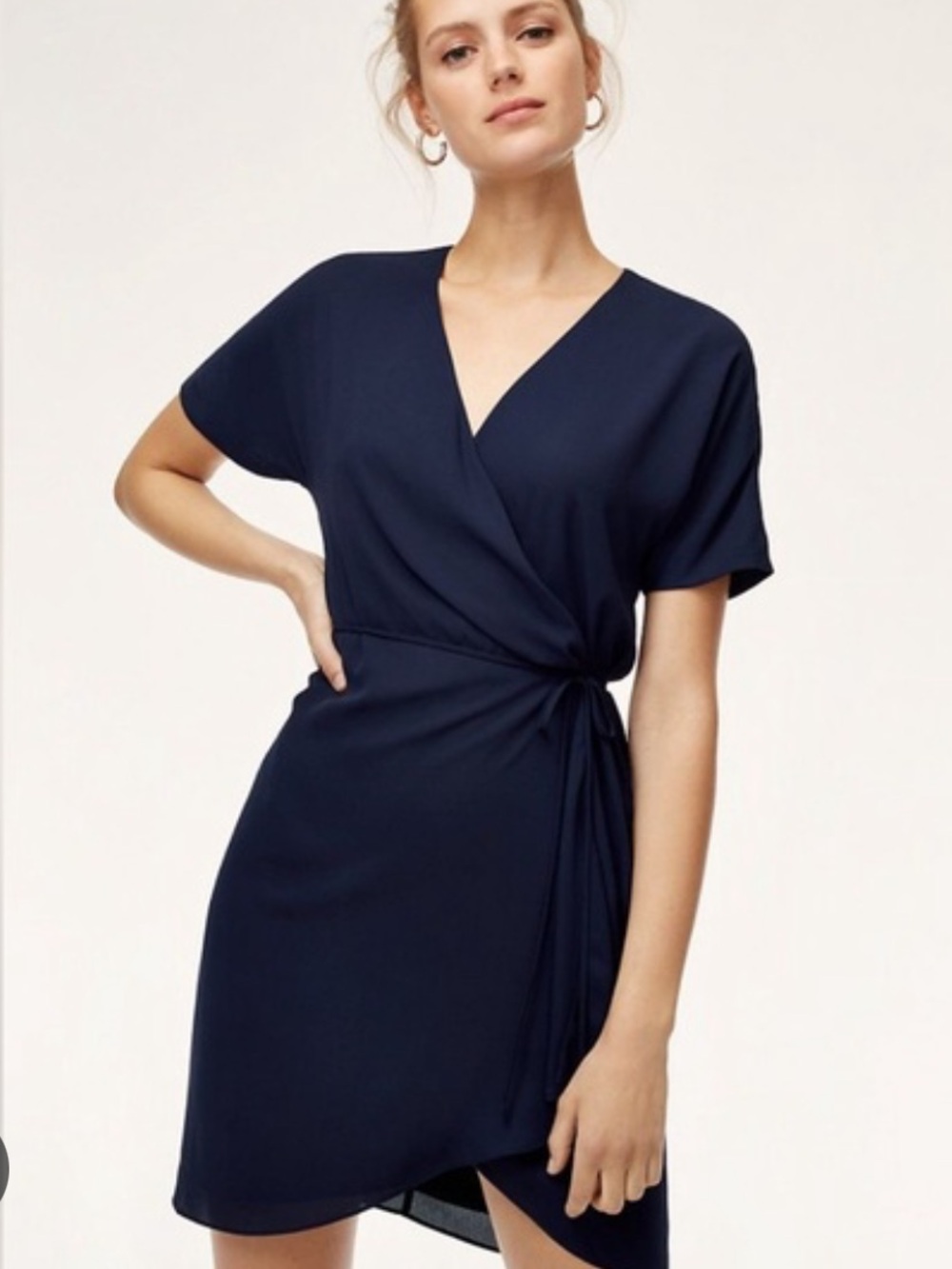 babaton navy blue s wrap dress new